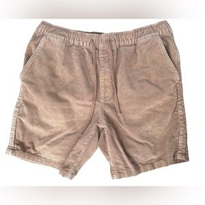 Katin Corduroy Local Shorts Large Cord Tan Brown Drawstring Elastic Waist 7.5”